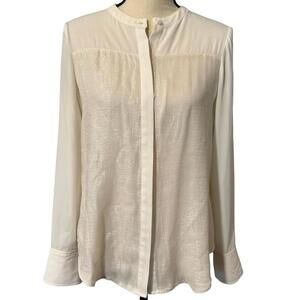 White House Black Market Cream Silk-Blend Blouse Size 2
